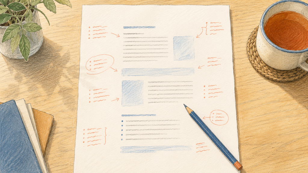 ノートに7項目を箇条書きで書き出したイメージ